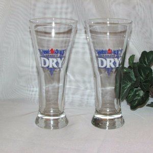 2 Labatt Dry Pilsener Draft Beer Glasses Brewery Branded Barware Glassware